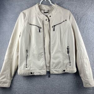 Elegant Women's Beige Leather Jacket
